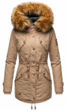 Marikoo La Viva Princess Damen Winterjacke mit Kapuze Taupe Grey Größe L - Gr. 40