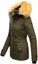 Navahoo Laura warme Damen Winterjacke mit Kapuze Olive-Gr.XS