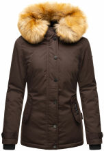 Navahoo Laura warme Damen Winterjacke mit Kapuze Chocolate-Gr.M