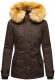 Navahoo Laura warme Damen Winterjacke mit Kapuze Chocolate-Gr.M