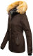 Navahoo Laura warme Damen Winterjacke mit Kapuze Chocolate-Gr.M