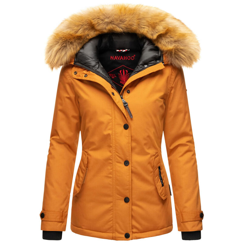 Navahoo Laura warme Damen Winterjacke mit Kapuze Cinnamon-Gr.XS