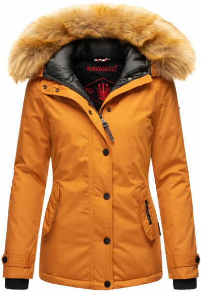 Navahoo Laura warme Damen Winterjacke mit Kapuze Cinnamon-Gr.M