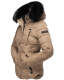 Marikoo Lotus warme Damen Winterjacke gesteppt mit Kunstfell Taupe Größe L - Gr. 40