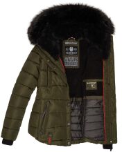 Marikoo Lotus warme Damen Winterjacke gesteppt mit Kunstfell Olive Gr&ouml;&szlig;e XS - Gr. 34