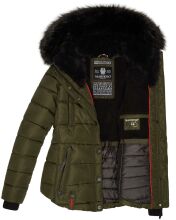 Marikoo Lotus warme Damen Winterjacke gesteppt mit Kunstfell Olive Größe S - Gr. 36