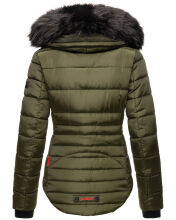 Marikoo Lotus warme Damen Winterjacke gesteppt mit Kunstfell Olive Größe M - Gr. 38