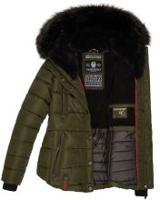 Marikoo Lotus warme Damen Winterjacke gesteppt mit Kunstfell Olive Größe M - Gr. 38