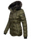 Marikoo Lotus warme Damen Winterjacke gesteppt mit Kunstfell Olive Größe L - Gr. 40