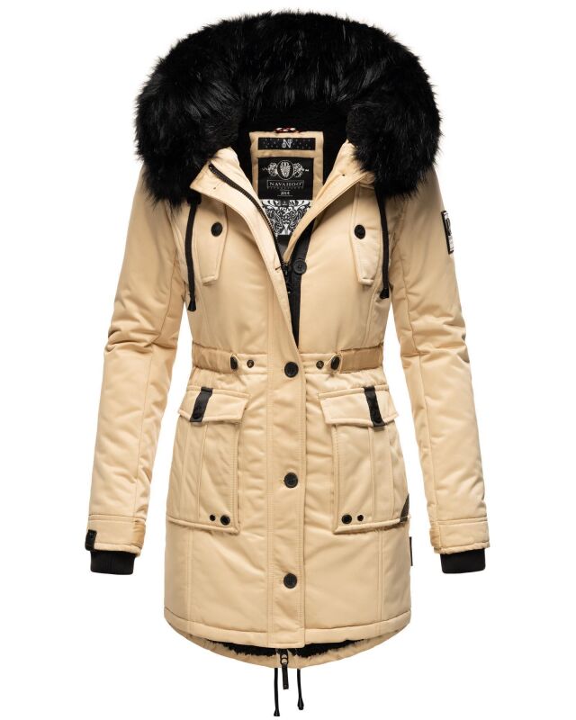 Navahoo Luluna Princess Damen Kunstfell Winterjacke Beige Gr&ouml;&szlig;e S - Gr. 36