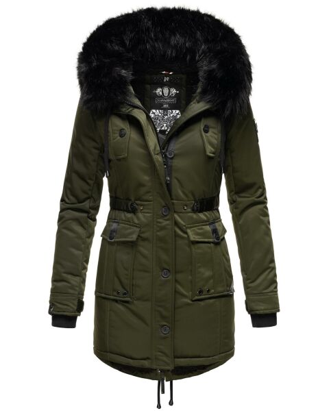 Navahoo Luluna Princess Damen Kunstfell Winterjacke Olive Größe M - Gr. 38