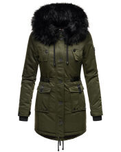 Navahoo Luluna Princess Damen Kunstfell Winterjacke Olive Größe M - Gr. 38