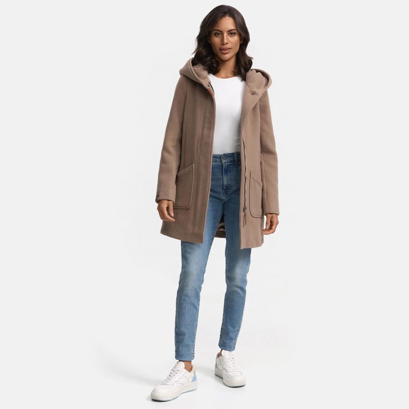Marikoo Maikoo Damen Trenchcoat Wintermantel Taupe Grey Gr&ouml;&szlig;e XXL - Gr. 44