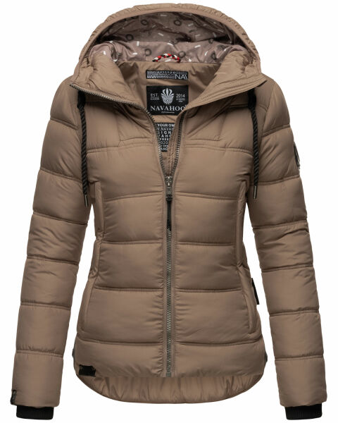 Navahoo Renesmee Damen Winter Steppjacke mit Kapuze Taupe-Gr.XS