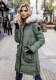 Marikoo Chaskaa ladies long winter quilted jacket with faux fur collar