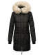 Marikoo Chaskaa ladies long winter quilted jacket with faux fur collar Schwarz-Gr.M