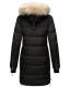 Marikoo Chaskaa ladies long winter quilted jacket with faux fur collar Schwarz-Gr.L