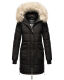 Marikoo Chaskaa Damen lange Winter Steppjacke mit KunstfellKragen Schwarz-Gr.XXL