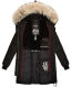 Marikoo Chaskaa Damen lange Winter Steppjacke mit KunstfellKragen Schwarz-Gr.XXL