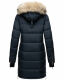 Marikoo Chaskaa Damen lange Winter Steppjacke mit KunstfellKragen Navy-Gr.XS