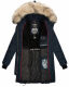 Marikoo Chaskaa Damen lange Winter Steppjacke mit KunstfellKragen Navy-Gr.XS