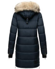Marikoo Chaskaa ladies long winter quilted jacket with faux fur collar Navy-Gr.XL