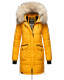 Marikoo Chaskaa ladies long winter quilted jacket with faux fur collar Gelb-Gr.L