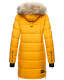 Marikoo Chaskaa ladies long winter quilted jacket with faux fur collar Gelb-Gr.L