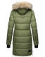 Marikoo Chaskaa ladies long winter quilted jacket with faux fur collar Olive-Gr.S