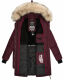 Marikoo Chaskaa Damen lange Winter Steppjacke mit KunstfellKragen Weinrot-Gr.XS