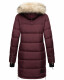 Marikoo Chaskaa ladies long winter quilted jacket with faux fur collar Weinrot-Gr.3XL