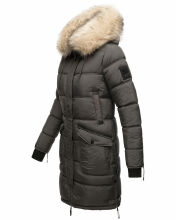 Marikoo Chaskaa ladies long winter quilted jacket with faux fur collar Anthrazit-Gr.L