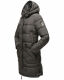 Marikoo Chaskaa Damen lange Winter Steppjacke mit KunstfellKragen Anthrazit-Gr.L