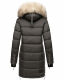 Marikoo Chaskaa Damen lange Winter Steppjacke mit KunstfellKragen Anthrazit-Gr.L