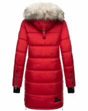 Marikoo Chaskaa Damen lange Winter Steppjacke mit KunstfellKragen Rot-Gr.S