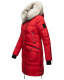 Marikoo Chaskaa ladies long winter quilted jacket with faux fur collar Rot-Gr.S