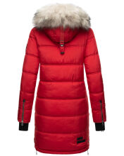 Marikoo Chaskaa Damen lange Winter Steppjacke mit KunstfellKragen Rot-Gr.XL