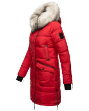 Marikoo Chaskaa Damen lange Winter Steppjacke mit KunstfellKragen Rot-Gr.XXL