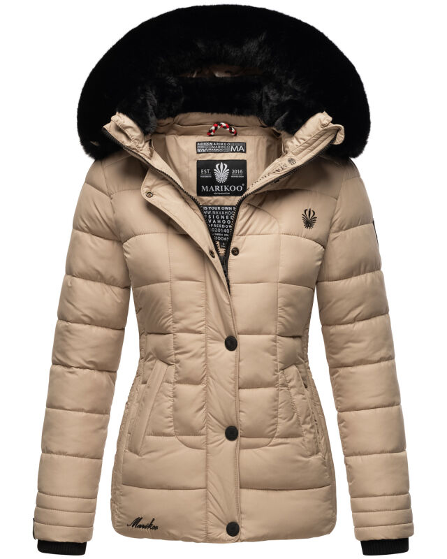 Marikoo Qesraa Damen Winterjacke B884 Taupe Größe S - Gr. 36