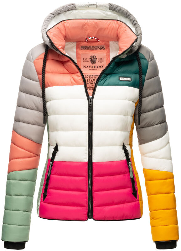 Navahoo Lulana Damen Steppjacke Colour Blocking Design Kulti-Dark2-Gr.XS