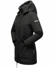 Navahoo Freezestoorm Damen Parka Winterjacke gefüttert mit Kapuze Schwarz Größe XS - Gr. 34