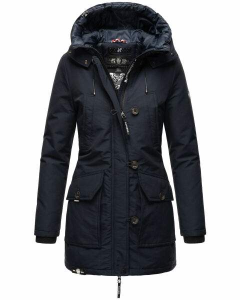 Navahoo Freezestoorm Damen Parka Winterjacke gefüttert mit Kapuze Navy Größe XS - Gr. 34