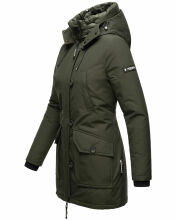 Navahoo Freezestoorm Damen Parka Winterjacke gefüttert mit Kapuze Olive Größe XS - Gr. 34