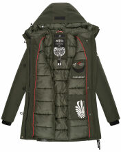 Navahoo Freezestoorm Damen Parka Winterjacke gefüttert mit Kapuze Olive Größe XS - Gr. 34