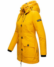 Navahoo Freezestoorm Damen Parka Winterjacke gefüttert mit Kapuze Gelb Größe XS - Gr. 34