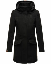 Marikoo Leilaniaa Damen Mantel Trenchcoat Wintermantel mit Kapuze Schwarz Größe XS - Gr. 34