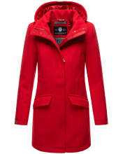 Marikoo Leilaniaa Damen Mantel Trenchcoat Wintermantel mit Kapuze Rot Größe S - Gr. 36