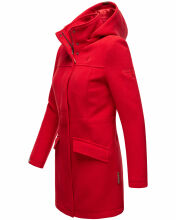 Marikoo Leilaniaa Damen Mantel Trenchcoat Wintermantel mit Kapuze Rot Größe S - Gr. 36