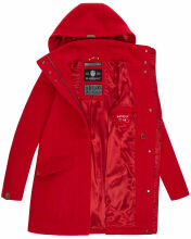 Marikoo Leilaniaa Damen Mantel Trenchcoat Wintermantel mit Kapuze Rot Größe S - Gr. 36