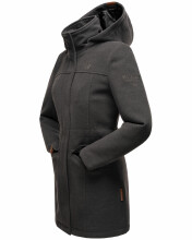 Marikoo Leilaniaa Damen Mantel Trenchcoat Wintermantel mit Kapuze Anthrazit Größe S - Gr. 36